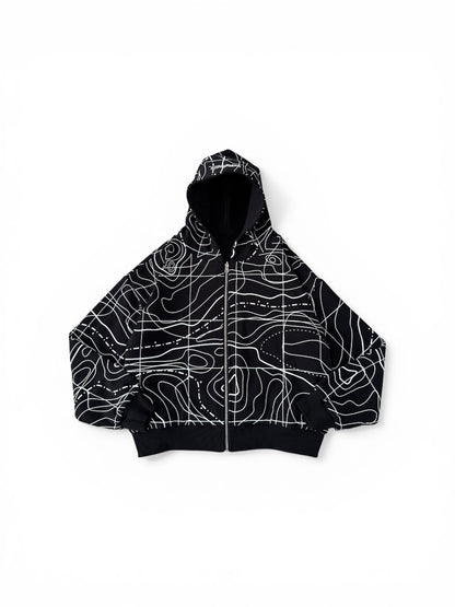 Black Reversible Topo Zip-Up