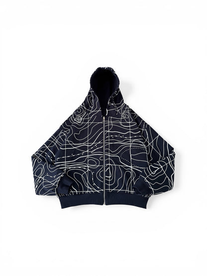 Navy Reversible Topo Zip-Up