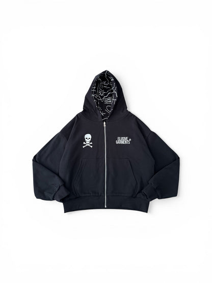 Black Reversible Topo Zip-Up