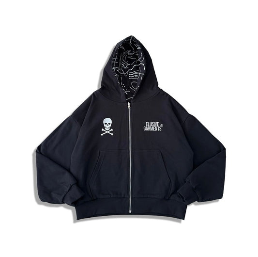 Black Reversible Topo Zip-Up (Pre-order)